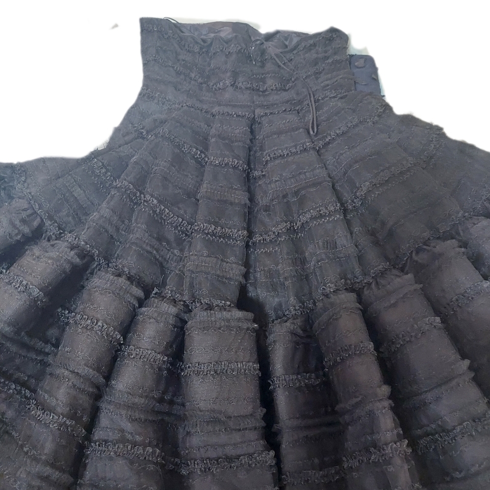 US M 8 $6,000 OSCAR DE LA RENTA STUNNING SILK BLACK BUBBLE HEM RUNWAY DRESS - Picture 10 of 13